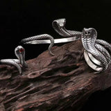 925 Sterling Silver Cobra Snake King Cuff Bangles For Men and Women Exaggerated Cool Punk Jewelry - GQTORCH Jewelry