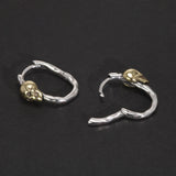 S925 Sterling Silver Skull Gold Plated Hoop Earrings Vintage Punk Earrings Men and Women Jewelry