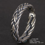 S925 Sterling Silver 2 and 4 Lines Braided Rings Handmade Viking Bands Adjustable Size 5-10 Handcrafted Jewelry