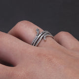 100% 925 Sterling Silver Retro Snake Ring for Women Micro Inlaid Zircon Fashion Animal Rings Punk Party Jewelry Accessories