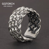 S925 Sterling Silver 2-Thread Braided Ring Viking Band Adjustable Size 7-10 Handmade Jewelry