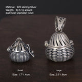 925 Sterling Silver Pendant Openable Vintage Woven Openable Small Sachet Pendant Jewelry