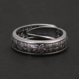 999 Pure Silver Feng Shui Good Luck Ring for Women Men Chinese Calligraphy Character Fu Blessing Adjustable Vintage Jewelry