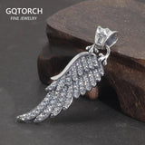 Genuine Pure 925 Sterling Silver Angel Wing Necklace Pendant Silver Male and Female Feather Wings High Jewelry - GQTORCH Jewelry