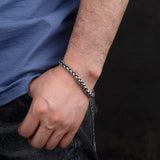 Sterling Silver 925 Bracelet For Men Punk Rock Six Character Mantra Hand Woven Buddha Jin Gangchu Bracelet Peace Jewelry