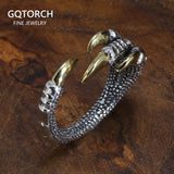 Genuine Solid 925 Silver Rings Vintage Dragon Claw Rings for Men Adjustable Rings Sterling Silver Anello Uomo Jewelry