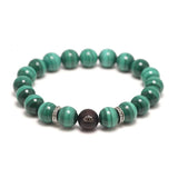 Natural Malachite Beads Bracelet Lotus Meditation Sandalwood Bead 925 Sterling Silver Accessories Jewelry for Men and Women - GQTORCH Jewelry