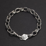 Hand Hammered 925 Sterling Silver Skull Bracelet For Men and Women Eagle Clasp Biker Gothic Rock and Roll Punk Jewelry