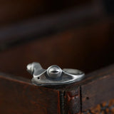 New Design Vintage Adjustable S925 Silver Jewelry  Resizable Size Red Garnet Creative Animal Frog Ring Foe Men And Women