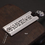 999 Sterling Silver Amitabha Mantra Pendant Rectangle Adjustable Rope Sweater Chain Necklace for Men and Women Buddhist Jewelry