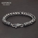 Solid 925 Sterling Silver Six-Word Mantra Braided Link Bracelet Four-Pointed Star Lobster Clasp Tibetan Buddhist Jewelry