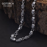 925 Sterling Silver Punk Skull Chain Bracelet Necklace for Men Women Gothic Rock Retro Fashion Party Jewelry Accessories