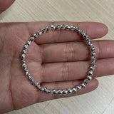 Real Pure 999 Sterling Silver Elastic String Faceted Beads Bracelet For Ladies Kids Minimalism Jewelry