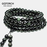 Natural Stone Black Rainbow Obsidian Bracelet 108 Beads Prayer Beaded Bracelet For Men And Women Lover's Couple - GQTORCH Jewelry
