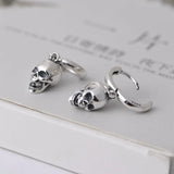 S925 Silver Halloween Retro Skull Head Lady Earring Pendant Punk Hip Hop Fashion Silver Jewelry Party Gift Gift Aretes De Muje