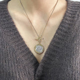 925 Sterling Silver Gold Coin Goddess Necklace for Women Portrait Pendant Bead Chain Two-tone Fashion Vintage Jewelry