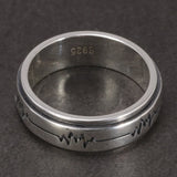 Genuine 925 Sterling Silver Spinner Band Ring Rotating Anti-Anxiety Stress Relieving Men and Women Engraving ECG