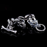 Real 925 Sterling Silver Viking Dragon Bracelet Punk Cool Handcrafted Jewelry with Toggle Safety Clasp