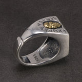 925 Sterling Silver Rune Mantra Rings For Men Bring in Wealth and Treasure Religious Jewelry Opening Type