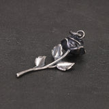 Original 925 Sterling Silver Antiqued Rose Pendant Necklace for Women Gothic Vintage Accessory Flower Jewelry Party Gift