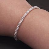 3mm 925 Sterling Silver Bolo 3mm Round Mesh Popcorn Chain Bracelet Men Women Lightweight Fashion Wristband Daily Jewelry