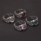 Authenic 925 Sterling Silver Opal Irregular Ring for Women Zircon Finger Rings Adjustable Vintage Y2K Fashion Jewelry