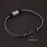 925 Sterling Silver Six Words Charm Handwoven Rope Bracelet for Men Women Braided String Retro Buddhist Talisman Jewelry