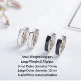 925 Sterling Silver Jewelry Minimalist Black Gel Circle Hoop Earrings For Men Best Gifts Simple Punk Rock Jewelry Bijoux