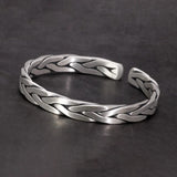 Heavy Solid 999 Pure Silver Twisted Bangles For Men Women Handcrafted Viking Armband Man Cuff Bangles - GQTORCH Jewelry