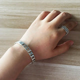 Handmade S925 Sterling Silver Bracelet Retro Hollow Weaving Twisted Glossy Bracelet Sterling Silver Jewelry for Men and Women