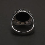 925 Sterling Silver Black Onyx Signet Ring for Men Micro Inlaid Zircon Red Green Agate Turkish Rings Fashion Vintage Jewelry