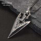 925 Sterling Silver Arrow Dart Pendant Necklace for Men Stone Spear Retro Fashion Punk Style Vintage Jewelry Gift Handmade