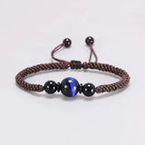 Blue Tiger Eyes Natural Stone Bead Bracelet 3 Colors Red String Braiding Couple Bracelets for Men Women Adjustable Length - GQTORCH Jewelry