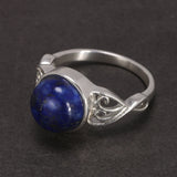 10mm Opal and Natural Lapis Stone 925 Sterling Silver Victorian Style Solitaire Ring