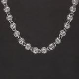 6mm 925 Sterling Silver Men's Beads Ball Chain Necklace with Six Words Mantra Engraved Retro Vintage Buddhist Jewelry