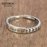 Sterling Silver 925 Lucky Braided Ladies Ring Simple Anniversary Love Day Gift Adjustable Jewelry