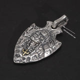 S925 Pure Silver Vintage Indian Eagle Shield Tribal Legend Old Chief Men Pendant Domineering Personality