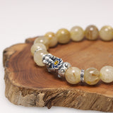 Natural Citrine Beaded Bracelets with 925 Sterling Silver Pixiu Charms Accessories Man and Women Transfer Luck Jewelry