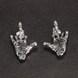 S925 Sterling Silver Middle Finger Skull Hand Stud Earrings for Men and Women Jewelry Gothic Punk Style