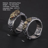 Vintage Pure Silver S925 Six Words Heart Sutra Ring Men's Adjustable Golden Pixiu Vajra Buddhist Religious Fine Jewelry