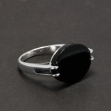 Real Pure 925 Sterling Silver Turkish Ring for Men and Women Prong Setting Black Agate Lapis Lazuli Malachite Jewelry