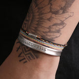 3pcs/set 999 Pure Silver Tibetan Buddhist Sanskrit Six Word Mantra Bangle Fish Charm Braided Rope Colorful Knot Stacked Bracelet