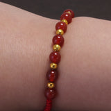 6mm Handmade Rope Braided Charms String Bracelet for Women Men Red or Black Agate Gold Beads Lucky Wristband Adjustable Jewelry