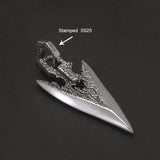 925 Sterling Silver Arrow Dart Pendant Necklace for Men Stone Spear Retro Fashion Punk Style Vintage Jewelry Gift Handmade