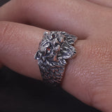 925 Sterling Silver Tiger Head Ring for Men Retro Punk Rock Gothic Adjustable Biker Jewelry Accessories Party Gift
