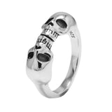 True 925 Sterling Silver Double Head Skull Vintage Thai Men's Ring Party Gift Gothic Jewelry