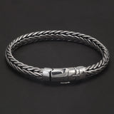 925 Sterling Silver 24cm Braided Plug Bracelet for Men Safety Buckle Bold Domineering Heavyweight Cool Punk Handmade Jewelry