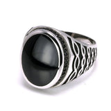 Turkish Rings For Men And Women Real Pure 925 Sterling Silver Rings Vintage Design With Black Gel Big Oval Shape