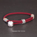 Handmade Braided Bracelet 925 Sterling Silver OM MANI PADME HUM Persimmon Charm for Men and Women Lucky Rope Chain