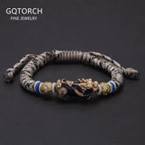 Tibetan Ethnic Style Thermochromic Pixiu Charms Colorful Braided Bracelet Hand-woven Coin Bead Feng Shui Jewelry Attract Wealth